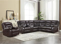 EBELLO Faux Leather Reclining Sectional Sofa Set for Living Room, 1 Recliner Chair and L-Shaped Reclining Couches Home Furniture Set with Center Console, Hidden Cup Holders and Storage, Dark Brown