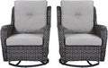 Rilyson Wicker Rocking Chair Swivel Chairs - 2 Piece Rocker Patio Chairs Set Rattan Rocking Chair for Outdoor Porch Deck Garden Backyard (Brown/Grey)