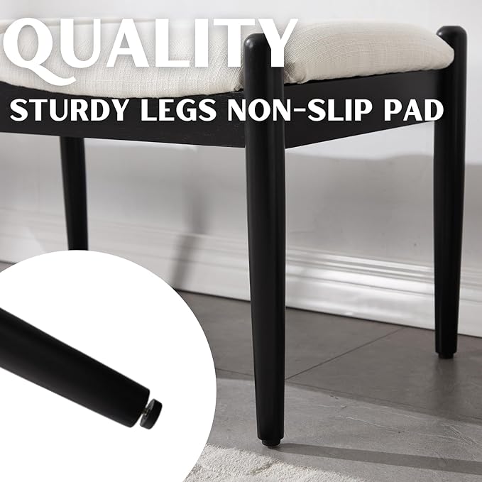 RIVOVA 54.25" Modern Ottoman Benchs Set of 2 Upholstered Linen Bedroom End of Bed Bench Boho Bench Long Seating Bench Entryway Stool with Wood Legs for Living Room/Foyer, White