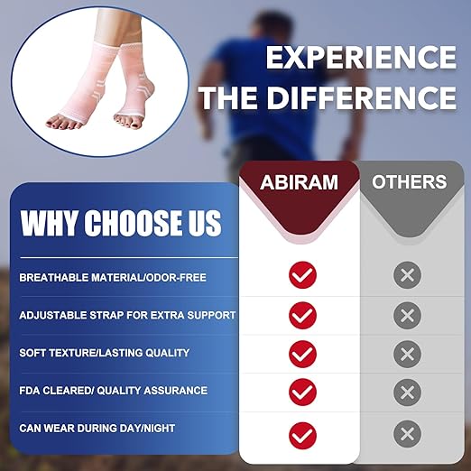 ABIRAM Ankle Brace for Women & Men, Ankle Compression Sleeve with Wrap, Foot Support Sleeve, Ankle Support for Sprained Ankle, Plantar Fasciitis Relief Socks, Achilles Tendonitis, Sports, M