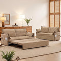 GRAINLLE Pull Out Couch,Loveseat Convertible Sleeper Sofa Bed with USB,Pull Out Sofa Bed Side Storage,2 Pillows,Corduroy Sleeper Couch for Living Room,Bedroom,Apartment,Pet-Friendly (Khaki, 59.5'')