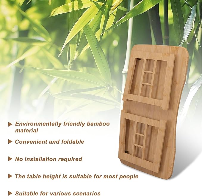 Japanese Bamboo Folding Floor Table – Portable Collapsible Tatami Coffee Table, No-Assembly Foldable Low Table for Sitting on the Floor, Compact Space-Saving Design for Home, Tea Room & Camping (Wood)