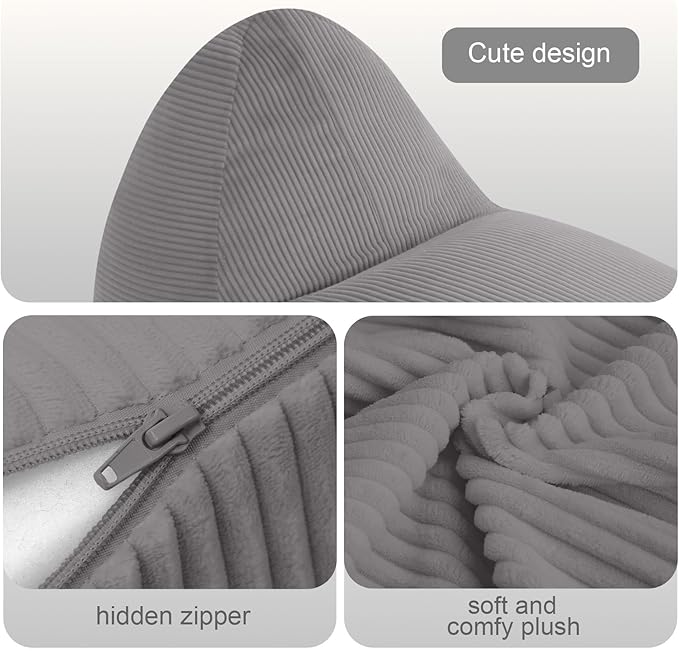 COMAX Bean Bag Chairs for Kids, Kid Beanbag Chair with Filler, Toddler Lounge Bean Chair Corduroy, Lazy Floor Lounger for Girls and Boys Stuffed, Light Grey