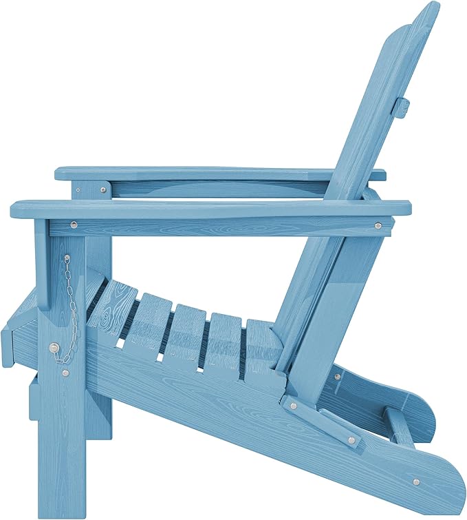 KINGYES Folding Adirondack Chair Set of 6, HDPE All-Weather Folding Adirondack Chair, Light Blue