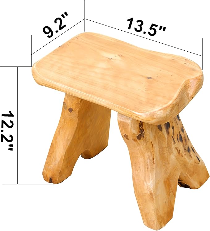 Brefhome Cedar Wood Stump Outdoor/Indoor Side Table,Garden Stool End Table,Little Wooden Plant Stool,Small Wood Seat Stool, wood stool-3, Light Brown