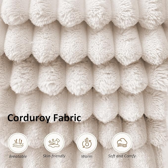 106" Boneless Couches for Living Room, Modular Sectional Sofa, L-Shape Sofa Couches,Cloud Couch Sectional, Comfy Corduroy Sofa, with Deep Seat, No Assembly Required (Beige, 1 Ottoman)