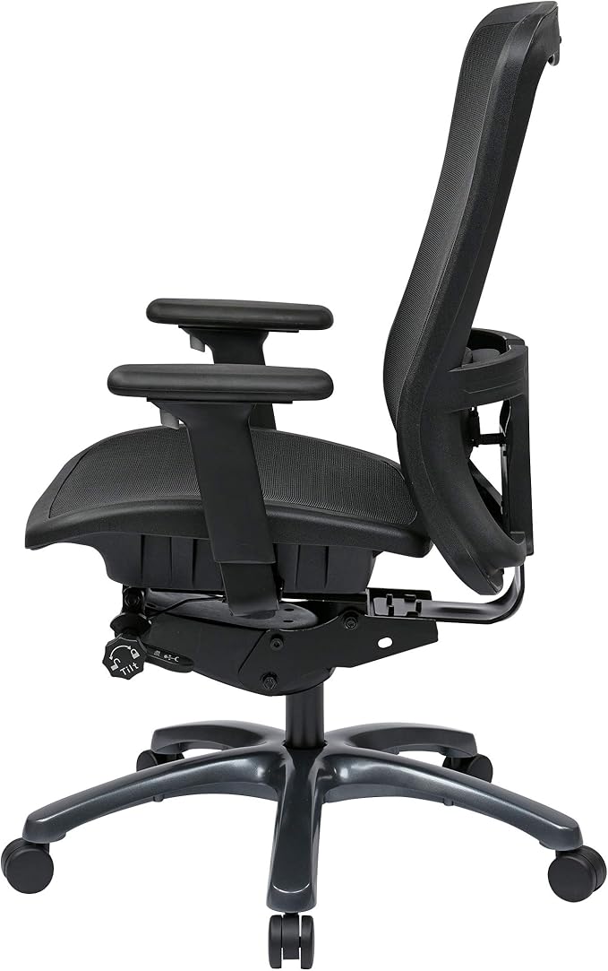 Office Star ProGrid High Back Breathable Back and Seat Manager's Office Chair with Adjustable Lumbar Support, Black