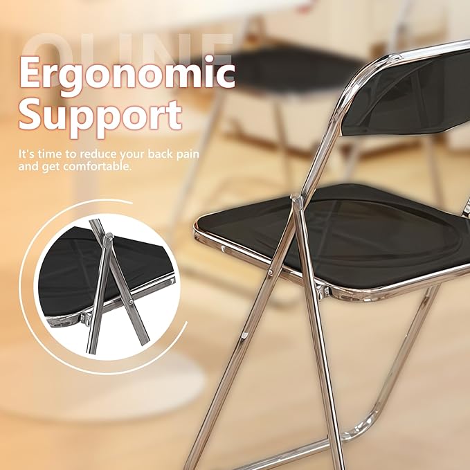 6 Pack Black Plastic Folding Chairs - Banquet Bundle Stackable for Wedding Table, Event Seating, Hotel Ballroom (250lb Capacity)