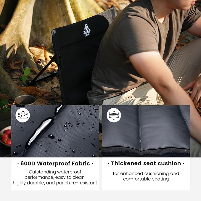 ONETIGRIS Ultralight Camping Chair,Foldable Chair with Backrest,Portable Flip Chair for Beach,Poolside,Picnic,Camping&Backpacking Hiking