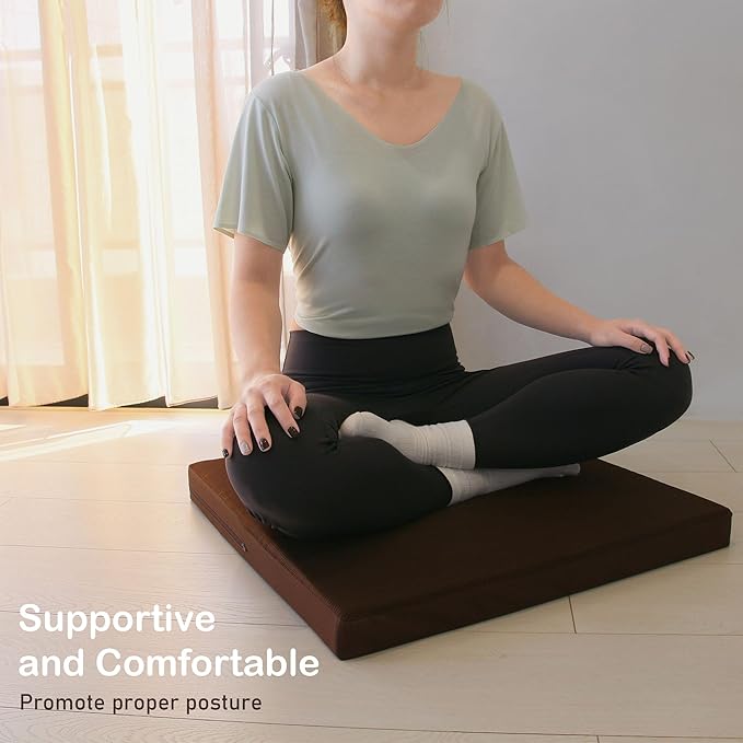 yenzch Meditation Mat Zabuton - Large Floor Cushions & Pillow for Adults - Meditation Cushion & Yoga Floor Sitting - High Density Responsive Bamboo Charcoal Foam Meditation Pad with Washable Cover
