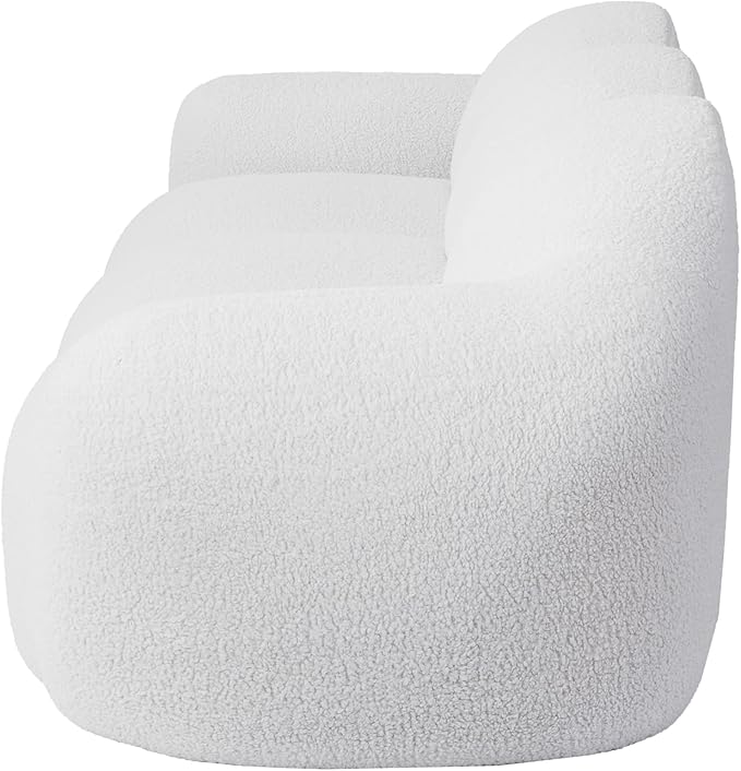 JACH 3-Seater Minimalist Sofa for Apartment, Modern Comfy Upholstered Floor Sofas, Boneless Leisure Couches, Small Cloud Couch for Living Room, Small Space (White, No Assembly Required)