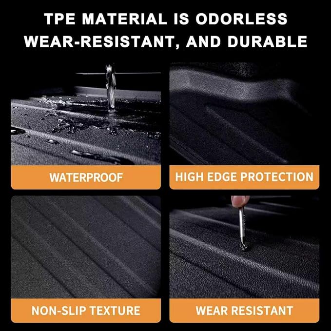 Floor Mats for 2025 Volkswagen Tiguan & Cargo Mat,TPE All Weather Protection Car 1st & 2nd Row Floor Liners with Trunk Mat Accessories