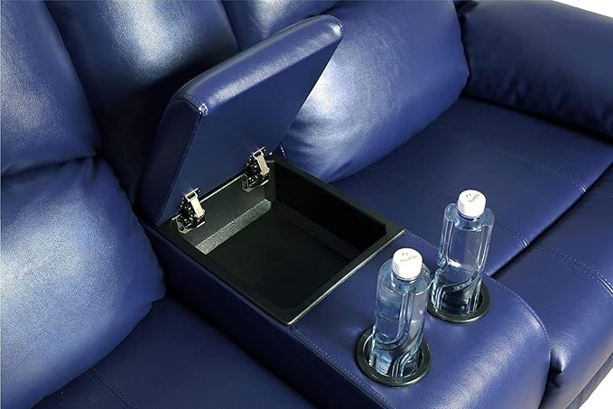 AYCP Bonded Leather Living Room Furniture Set Reclining Sofa Set Loveseat Furniture Sets in Living Room Sofa Recliners (Loveseat, Blue)