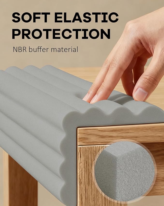 PUSHUJIA Edge and Corner Guards with Strong Adhesive Extra Thick Baby Proofing Furniture Protector for Table Desk Bed Cabinets Child Safety for Home and Nursery (Grey, 6.56 Feet)