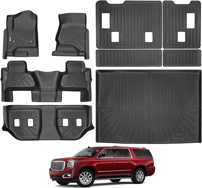 Floor Mats Fit for 2015-2020 Chevrolet Suburban/GMC Yukon XL 7 Seats Bucket Seats Floor Mats & Trunk Mat & Backrest Mats Replacement All Weather for Chevrolet Suburban Floor Liner Accessories