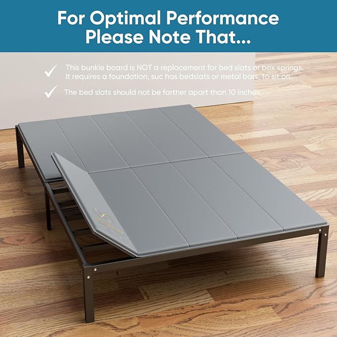 JASMINELOVER Bunkie Board King Size Bed Boards for Under Mattress 76"x80" - Heavy Duty Reinforced Wood Support Board with Anti-Sag Design, Fits Metal Frames/Platform Beds/Sleeper Sofas - Grey