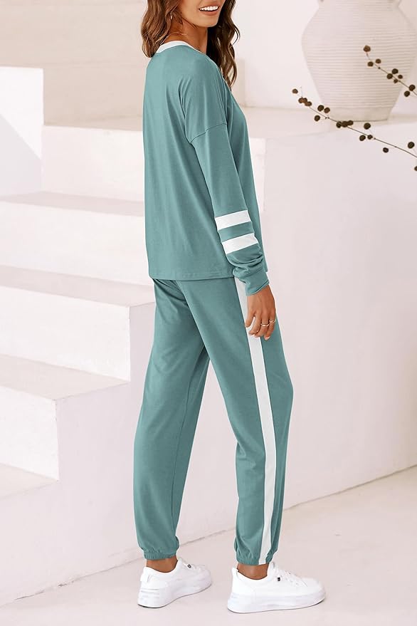 PRETTYGARDEN Women Fall 2 Piece Lounge Outfit Long Sleeve Tops High Waisted Jogger Pants Set Spring Travel Clothes Tracksuit