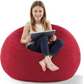 HABUTWAY 2FT Bean Bag Chair, 2' Beanbags Small Bean Bag Chairs with Filling, Teardrop Bean Bag Chair Luxurious Velvet Ultra Soft Fur with Removable Cover (Red)