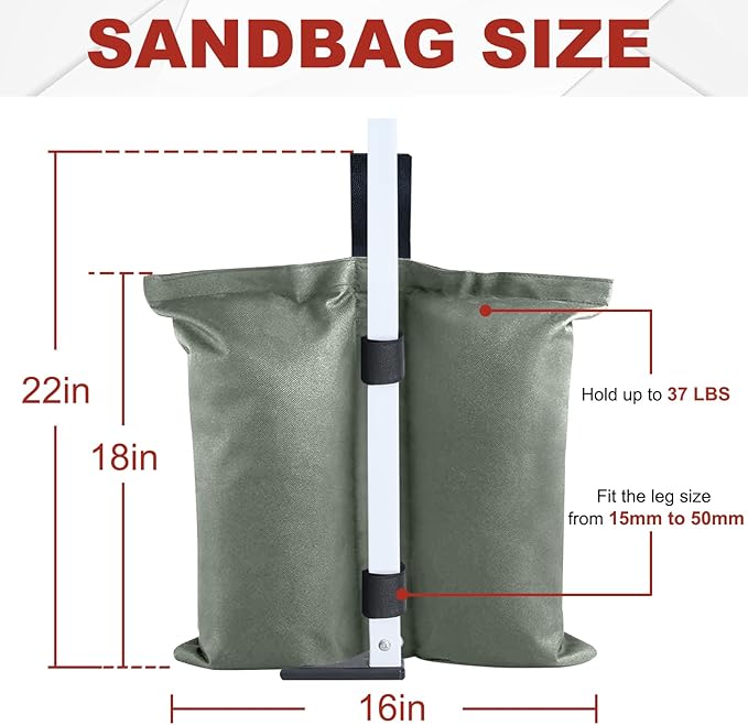 ABCCANOPY Canopy Weights 150 LBS Tent Sand Bags,4pcs-Pack (Gray)