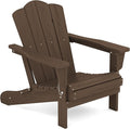 KINGYES Folding Adirondack Chair, HDPE All-Weather Patio Chairs, Wooden Textured Lawn Chair for Poolside, Backyard, Deck, Fire Pit, Coffee