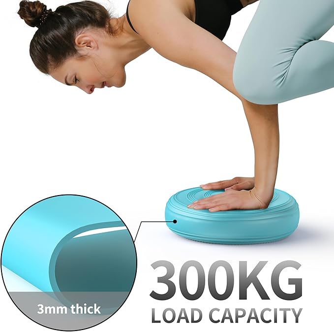 FITMIND Inflated Wobble Cushion,Circular Non-slip Texture for Comfortable Sitting,Extra Thick Dyna Disc with Pump for Core Strength,Wiggle Seat to Improve Posture,Fitness,660lb Load Capacity