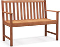 Giantex Outdoor Bench, Wood Patio Bench with Cozy Armrests & Backrest, Slatted Sitting Area, Eucalyptus Wood Frame, 2-Person Loveseat for Park, Porch, Yard, 800 lbs Max Load, Garden Bench (Eucalyptus)
