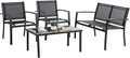 Vongrasig 4 Pieces Patio Furniture Sets, Outdoor Patio Conversation Sets with Glass Coffee Table for Garden, Backyard, Lawn, Poolside (Dark Grey)