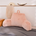 A Nice Night Faux Fur Reading Pillow Bed Wedge Large Adult Children Backrest with Arms Back Support for Sitting Up in Bed/Couch for Bedrest,Pink