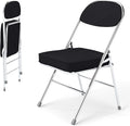 Real Relax Folding Chairs with Padded Thick Seat, Durable Corduroy Fabric, Portable Stackable Commercial Folding Office Chair with Steel Frame for Events Office Wedding Party,650LB,2 Pack,Black