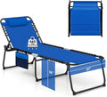 GYMAX Lounge Chair for Outside, 440lbs 27” Oversize Folding Beach Tanning Sunbath Chair with Adjustable Backrest & Removable Pillow, Lightweight Portable Patio Lounger for Lawn Poolside (Blue,1)