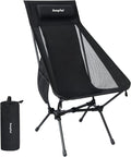 SUNNYFEEL High Back Camping Chair, 15 Second Setup Frame, 330lb Capacity, Portable Backpacking Chair, Lightweight & Compact Folding Camp Chair for Hiking Camping, Black