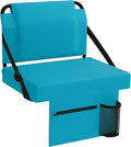 Stadium Seat for Bleachers with Back Support,Portable Bleacher Chairs with Back and Cushion，Cyan