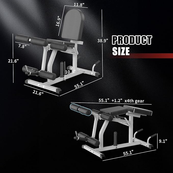 2-in-1 Adjustable Leg Extension and Curl Machine, Easy Transition, Home Gym Leg Machine, Weight Capacity 660LBS