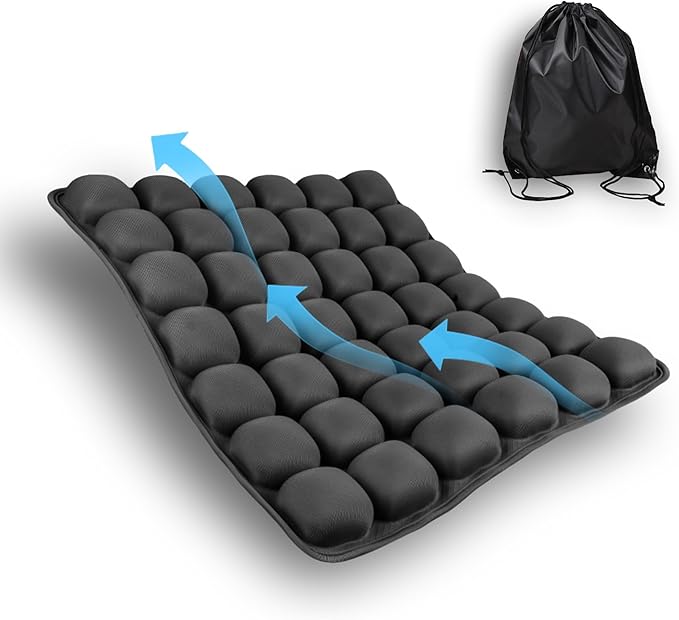 Fenixioraa Inflatable Sondure Travel Cushion with Built-in Bump for Airplane Seat, Office Chair and Car Seat Use, Comfortable Buttock Support, Ideal for Long Haul Travel (Dark)