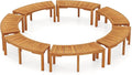 Tangkula Outdoor Curved Bench, Acacia Wood Fire Pit Bench w/Slatted Seat, Patio Backless 2-Person Seating for Porch, Yard, Garden, 800 LBS Max Load, Oil Painted (7, 45")