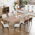 YaFiti Dining Chairs Set of 8, Dining Room and Kitchen Chairs, FSC Certified Mid Century Modern Accent Chair, Upholstered PU Leather Chairs for Vanity with Walnut Bentwood and Metal Legs, White