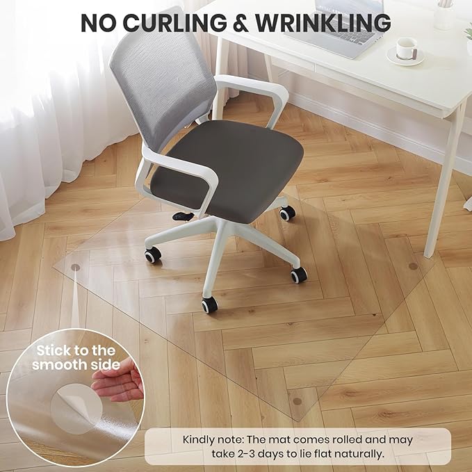 Clear Chair Mat for Hardwood Floor, 48 x 96 Inch Large Office Chair Mat, Plastic Floor Protector, 4'×8' Area Rug for Living Room, Heavy Duty Wood Tile Floor Mats for Home Laundry Dining Area