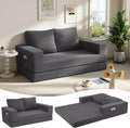 COMAX Convertible Sofa Bed Queen, Folding Fold Out Couch Bed, Floor Futon Couch Corduroy with Back Pillows, Boneless Sofa Comfy Lounge Sleeper Mattress Loveseat for Living Room Bedroom, Grey