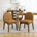 DUOMAY Modern Dining Chairs Set of 2, Mid Century Faux Leather Dining Room Chairs Upholstered Kitchen Chairs with Solid Rubberwood Legs, Armless Accent Side Chairs, Brown