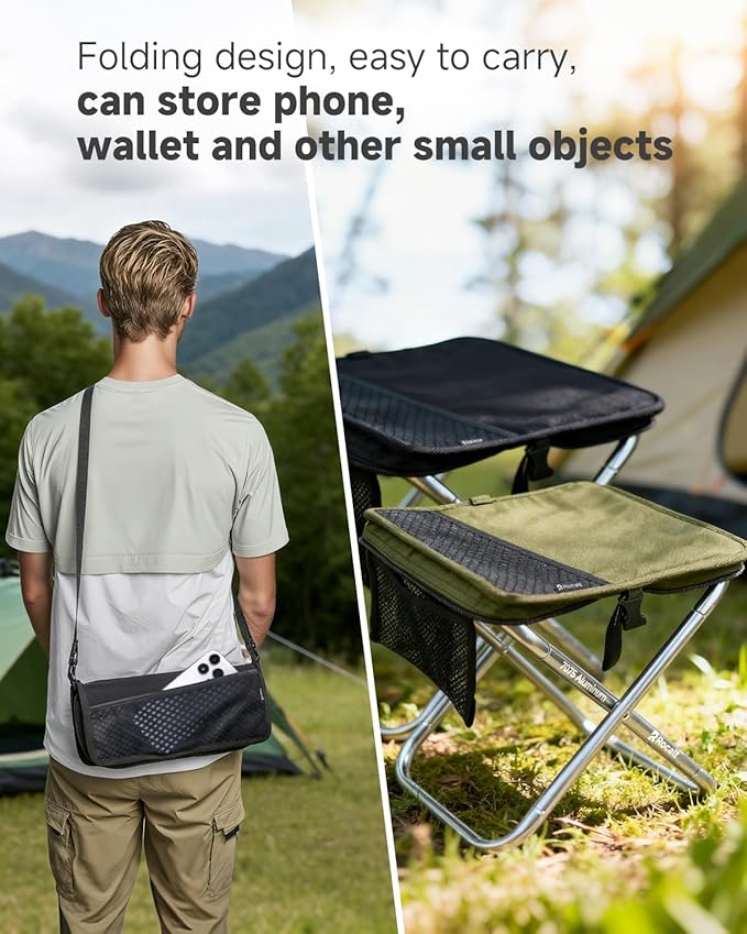 Rocalt Portable Seat Cushion and 2-in-1 Foldable Stool with Carry Bag, Self-Inflating Travel Cushion for Camping, Stadiums, Beach, Hiking | Lightweight, Waterproof, Durable Outdoor Seating Set