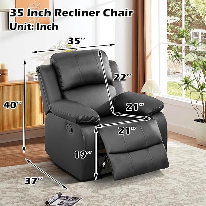 SIENWIEY Manual Leather Recliner Sectional Sofa for Living Room,L Shaped Reclining Sectional Corner Couch with Chair,Black Recliner Sofa Set with Storage Console/Drop Down Coffee Table/Cup Holders