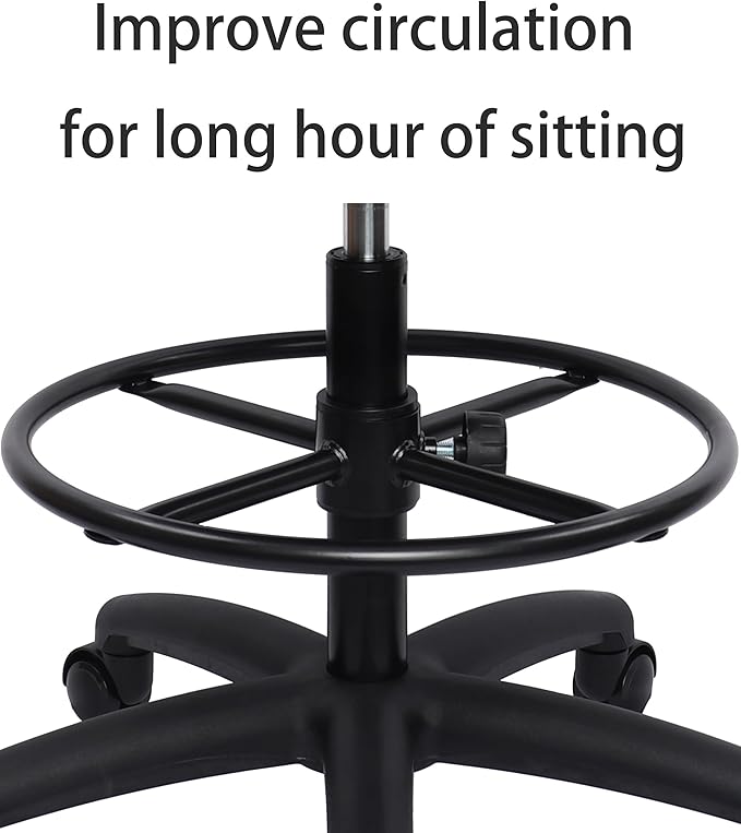 TAKE UR SEAT® Polyurethane Drafting Lab Stool Chair, 18" Adjustable Footring, 8" Adjustable Height, 450 lbs seat Capacity, Heavy Duty, Shipped Within 24 Hours Med. Bench Height(Standard Caster)