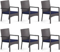 MFSTUDIO Patio Rattan Chairs Set of 6, Wicker Outdoor Dining Chairs Set of 6, All Weather Patio Armchairs w/Armrests, Steel Frame, Brown, 330lbs