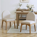 HNY Mid Century Modern Dining Chairs Set of 2, Linen Fabric Upholstered Dining Room Chairs Armless Kitchen Chairs with Solid Rubberwood Legs, Accent Side Chairs for Living Room, Beige