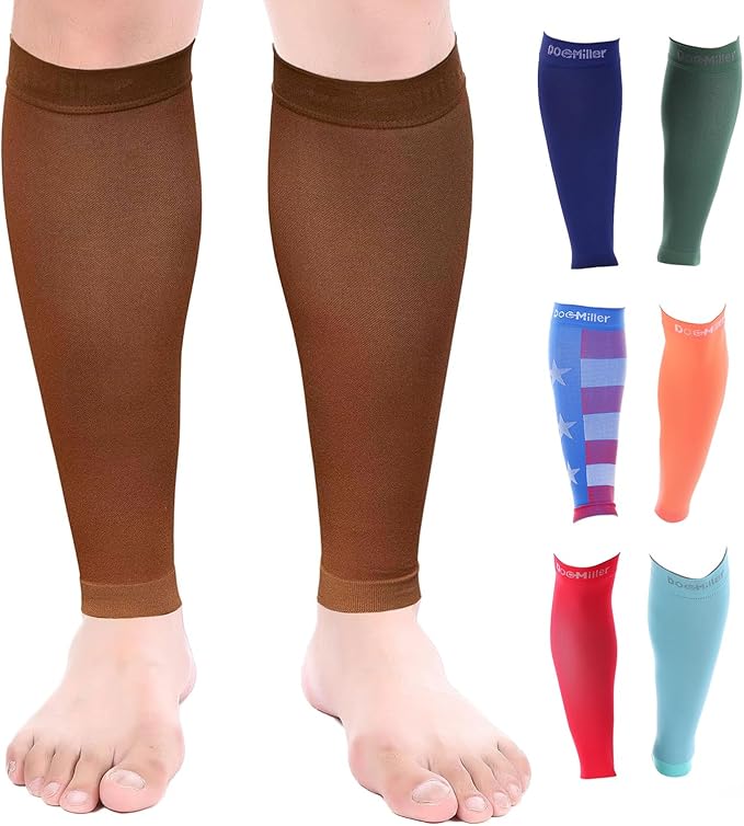 Doc Miller Compression Calf Sleeve for Men & Women – 20-30mmHg Graduated Support for Running, Shin Splints, Calf Strain – Knee High, Small to 6XL Plus Size
