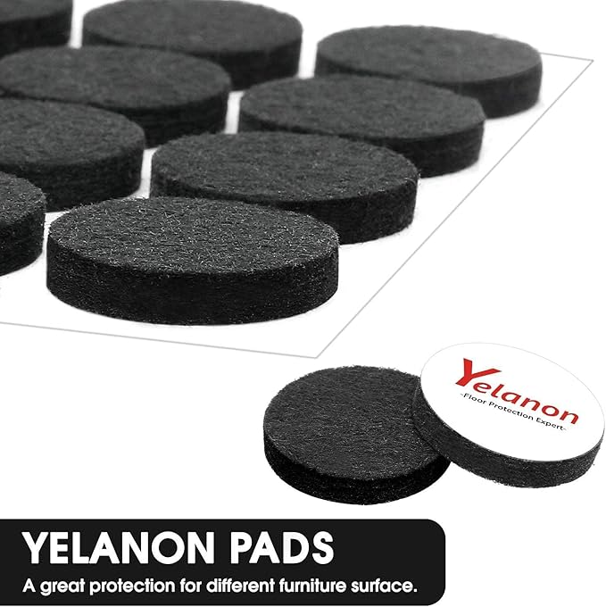 Yelanon Felt Furniture Pads for Hardwood Floors -261 Pcs Premium Floor Protectors for Furniture, Felt Pads for Chair Legs, Black