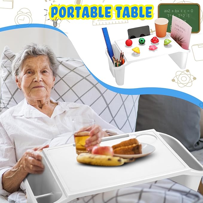 Kisston 12 Pcs Kids Lap Desk Bulk Tray Lap Table Bed Table Plastic Desk with Extra Storage Space Activities Children Portable for Kids Students Work Study School Classroom(White)