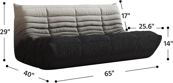 Bean Bag Chair, Fireside Chair, Large Bean Bag Chair for Adults, Bean Bag Chairs for Teens with High-Resilience Foam, Non-Slip Base Floor Lounge Sofa,Living Room (Gradient White-Black, 3-Seater)