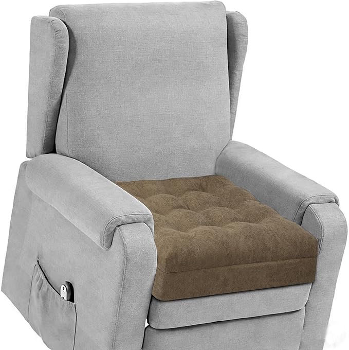 TANYOO Recliner Cushion for Elderly - Patented Dual Seat Cushion for Sagging Recliner Replacement Booster Cushion for Easy Get Up from Chair, Sofa & Couch, Relieves Long-Sitting Pain 20x20x5 Brown
