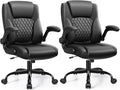 Leather Office Chair, PU Home Computer Desk Chairs with Ergonomic Back Support, 360°Swivel Free, Small Gaming Chair with Wheels and Adjustable Armrests, for Short People Use